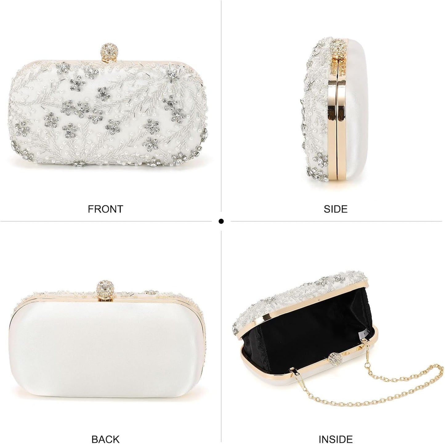 DTGN Evening Bags Clutch Purses for Women Formal, Bridal Purses Rhinestone Handbags Shoulder Bag with Chain Sparkly