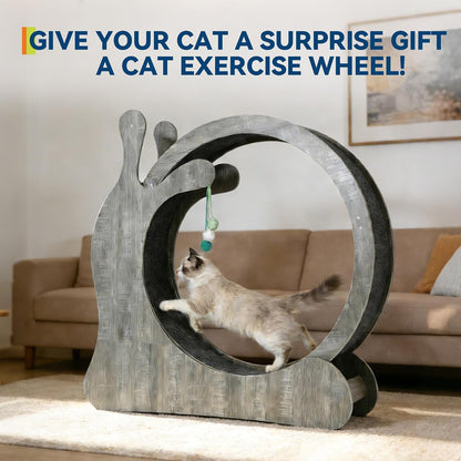 95cm Large Wooden Cat Exercise Wheel, 3-in-1 Silent Cat Treadmill with Scratching Board & Play Balls, Anti-Slip Stable Indoor Cat Running Wheel, Wear-Resistant Fitness Toy for All Breeds Indoor Cats
