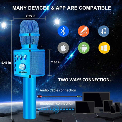 BONAOK Wireless Bluetooth Karaoke Microphone,3-in-1 Portable Instrument Wireless Microphone Mic Speaker Machine Home Party Birthday for All Smartphones（Black）