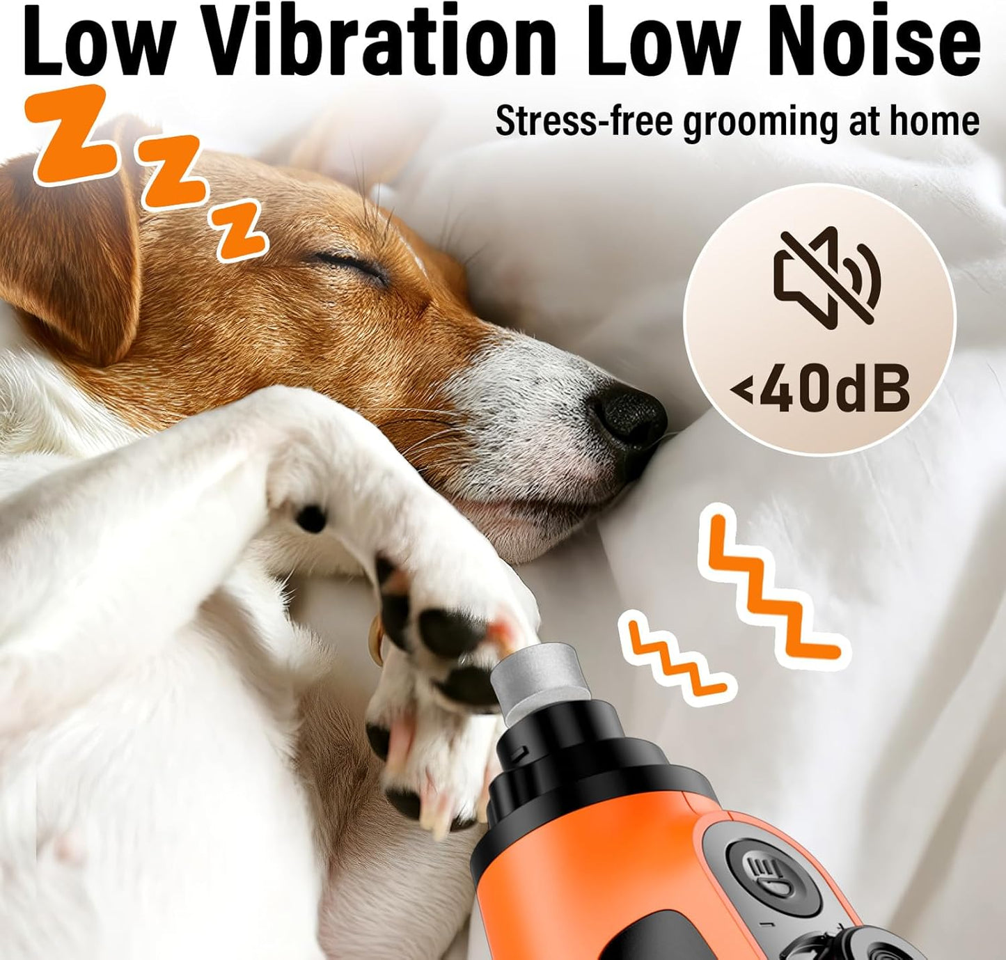 Casfuy Smart 6 Speed Dog Nail Grinder - Pet Nail Grinder with 2 LED Lights Super Quiet Rechargeable Electric Dog Nail Trimmer File Toenail Grinder for Large Medium Small Dogs (Red)