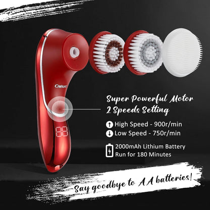 Facial Cleansing Brush, Face Scrubber Exfoliator, Face Scrubber Rechargeable IPX-7 Waterproof, Electric Face Scrubber, Electric Face Spin Brush for Exfoliating, Massaging and Deep Cleansing