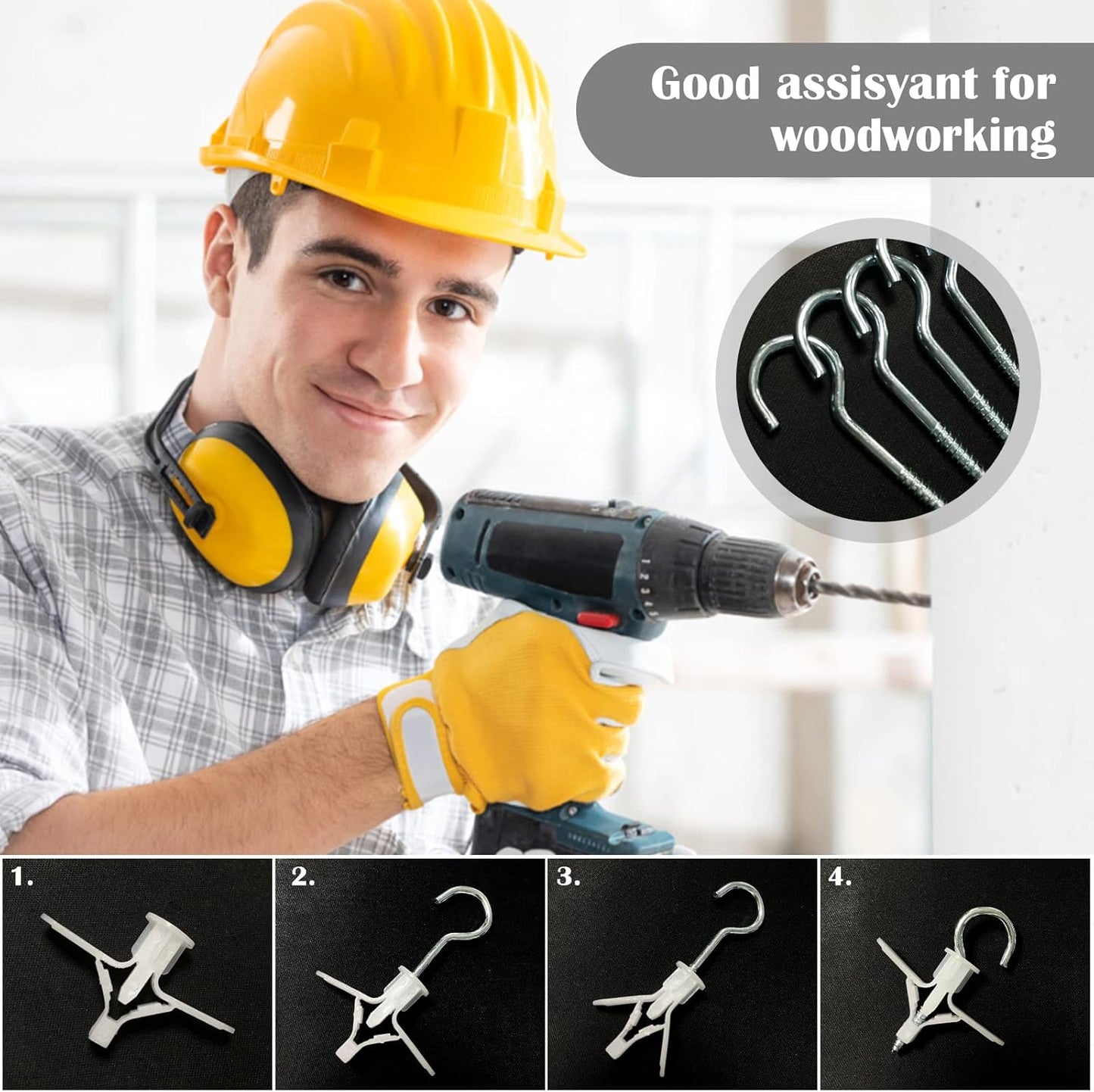 Drywall Anchor kit - Hollow Wall Anchors with Screws ，self-Drilling Hollow Wall Anchor, for Drywall，Nylon - Plastic - Buildex,60pcs (Anchor 30pcs+screw 30pcs)