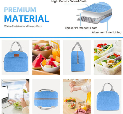 Lunch Bag for Women & Men Adult Insulated Lunch Box, Small Leakproof Cooler Food Lunch Containers Reusable High Capacity Lunch Tote Bags for Work, Travel, Outdoor