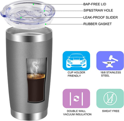 VEGOND 20oz Tumbler with Lid and Straw Stainless Steel Tumbler Cup Bulk Vacuum Insulated Double Wall Travel Coffee Mug Powder Coated Coffee Cup (Bluish Violet 6 Pack)