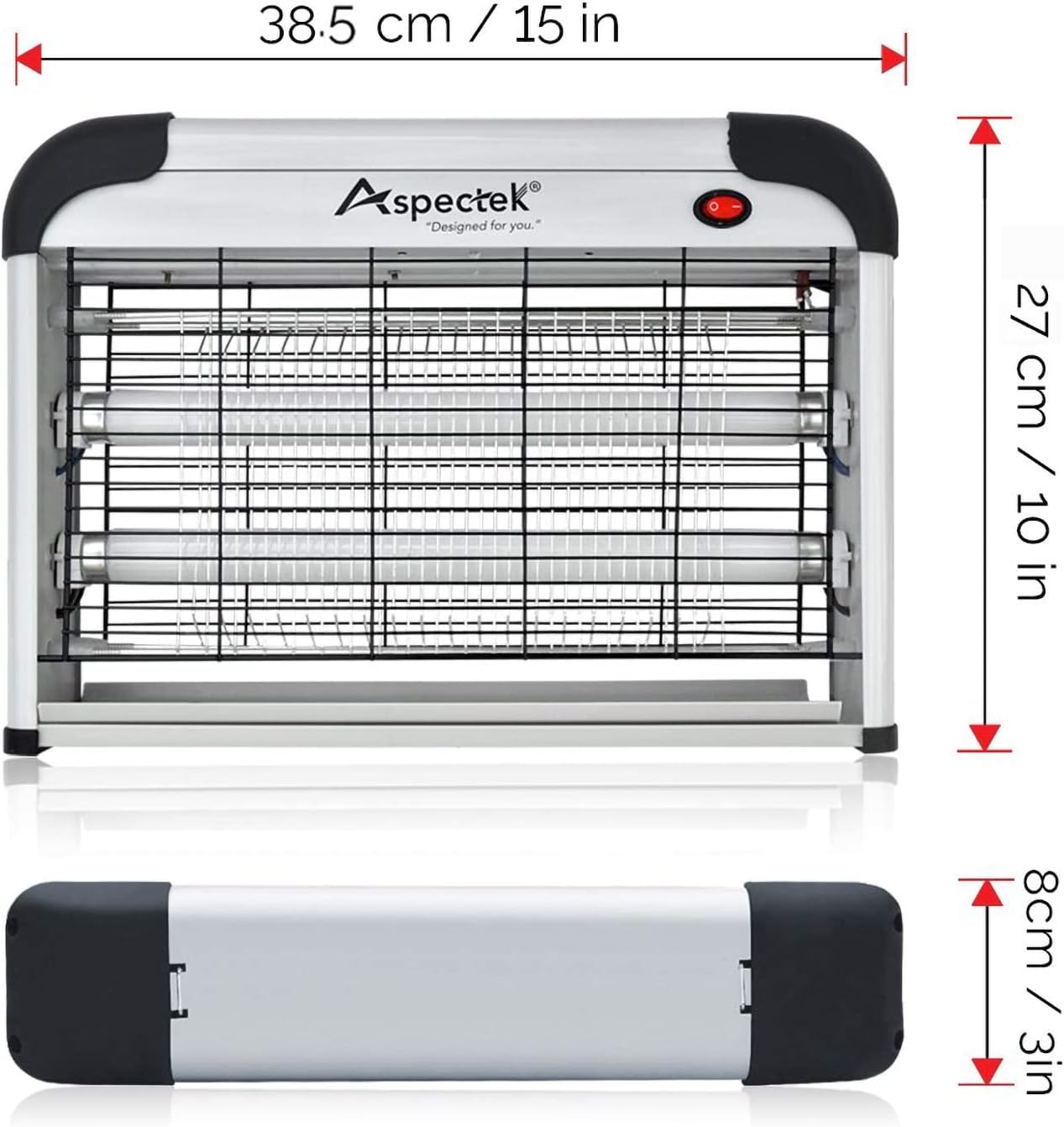 ASPECTEK 20W Electric Indoor Bug Zapper with Extra UV Bulbs – Mosquito and Fly Zapper for Kitchens, Bedrooms, Living Rooms, and Covered Spaces