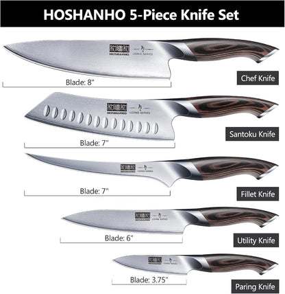 HOSHANHO 16-Piece Knife Set, Japanese High Carbon Stainless Steel Kitchen Knife Set, Ultra Sharp Chef Knife Block Set with Sharpener