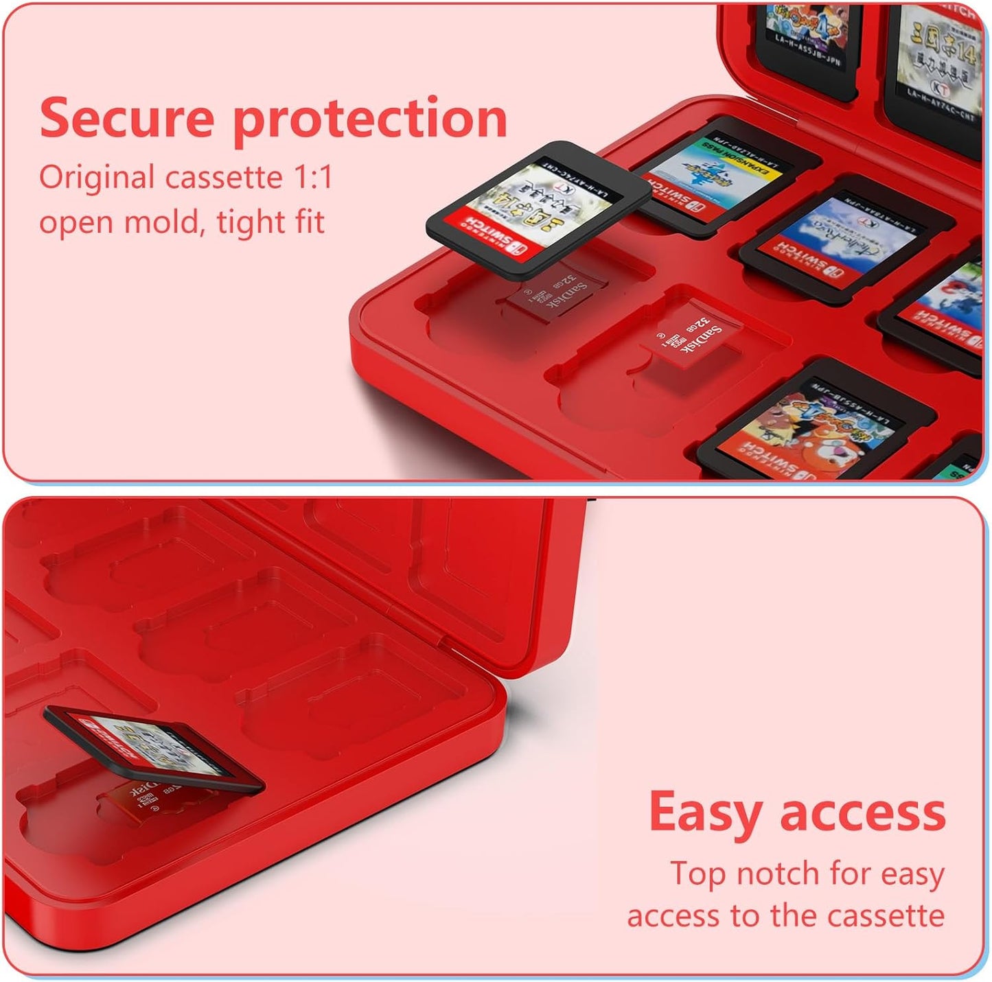 GeeRic 24 Slot Game Card Storage Case Compatible with Switch, Portable Game Card Storage Cartridge with Switch, Games Cartridges & Slot