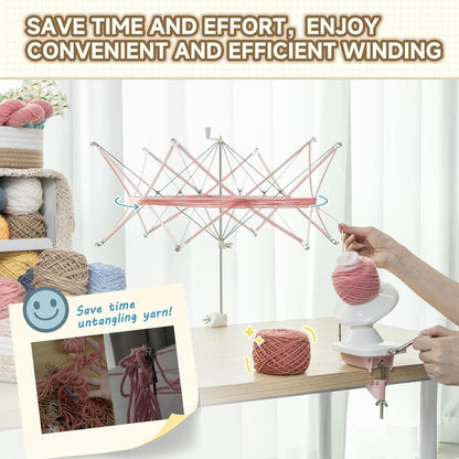 INMAKER Yarn Swift, Pink Yarn Umbrella Swift for Crocheting | Adjustable, Durable ABS Plastic, Stainless Steel, Easy to Use, Quick Install, Protable, Tabletops Up to 1.5"