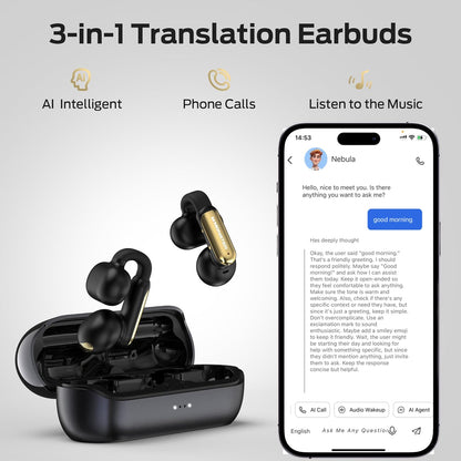 Monster AI Translation Earbuds Open AC601, 3-in-1 Translator Wireless Earbuds, Bluetooth 6.0 Open Earbuds with 115 Languages Translation, Real-Time AI & Touch Control Wireless Headphone