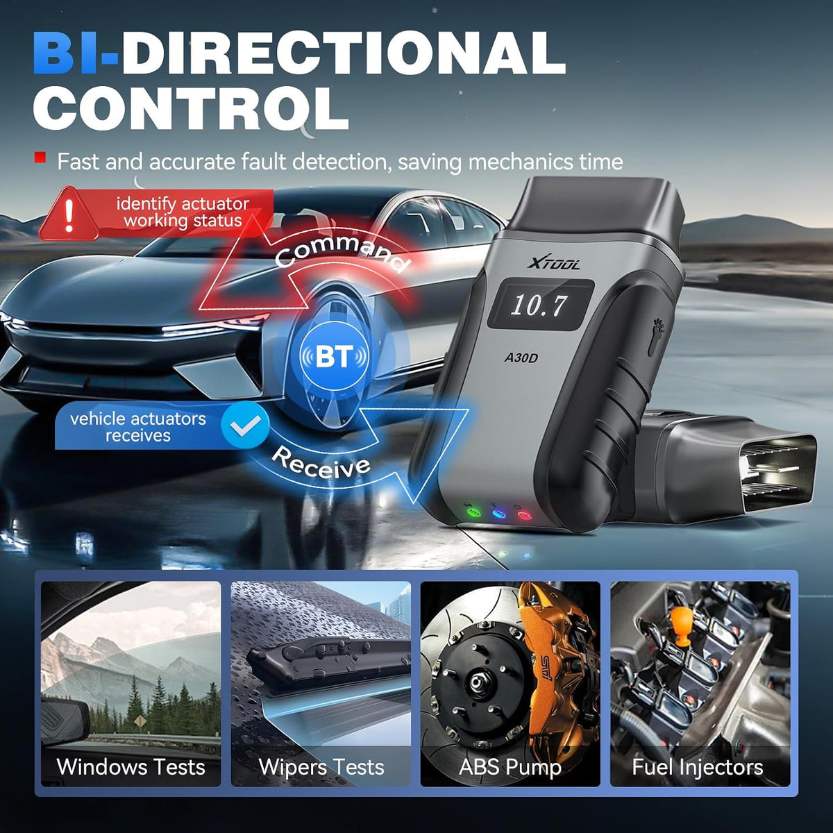 XTOOL AnyScan A30D Bidirectional Scan Tool Lifetime Free Update,22 Language Full System Scanner,19+ Reset ,Active Test,Wireless,for iOS & Android, ABS Bleed,Throttle Relearn, EPB, FCA AutoAuth, CAN FD