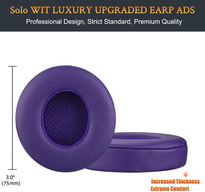 SoloWIT® Ear Pads Cushions Replacement, Earpads for Beats Solo 2 & Solo 3 Wireless On-Ear Headphones with Soft Protein Leather, Stronger Adhesive, Noise Isolation Memory Foam - Black