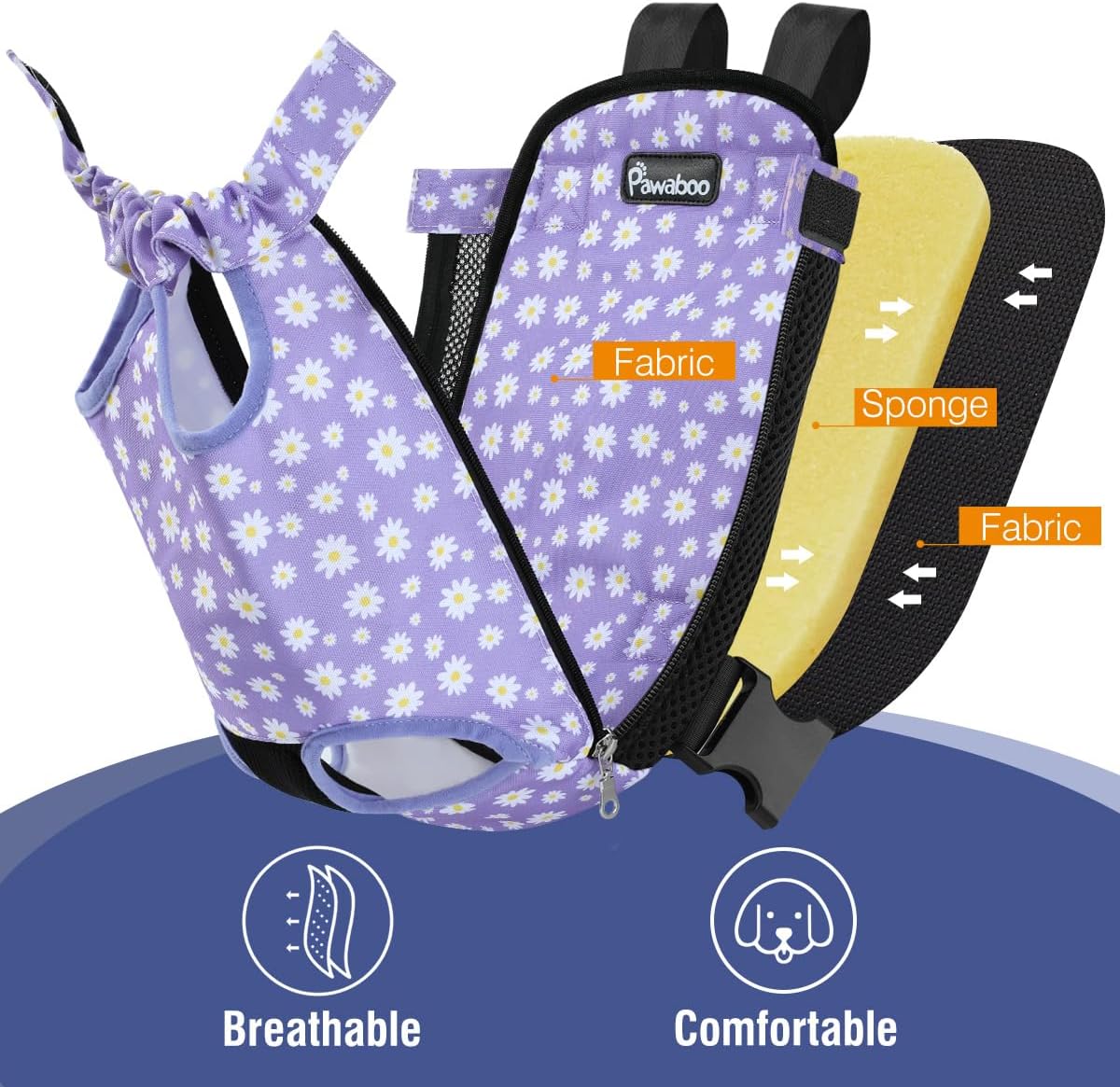 Pawaboo Pet Carrier Backpack, Adjustable Pet Front Cat Dog Carrier Backpack Travel Bag, Legs Out, Easy-Fit for Traveling Hiking Camping for Small Medium Dogs Cats Puppies, Medium, Black