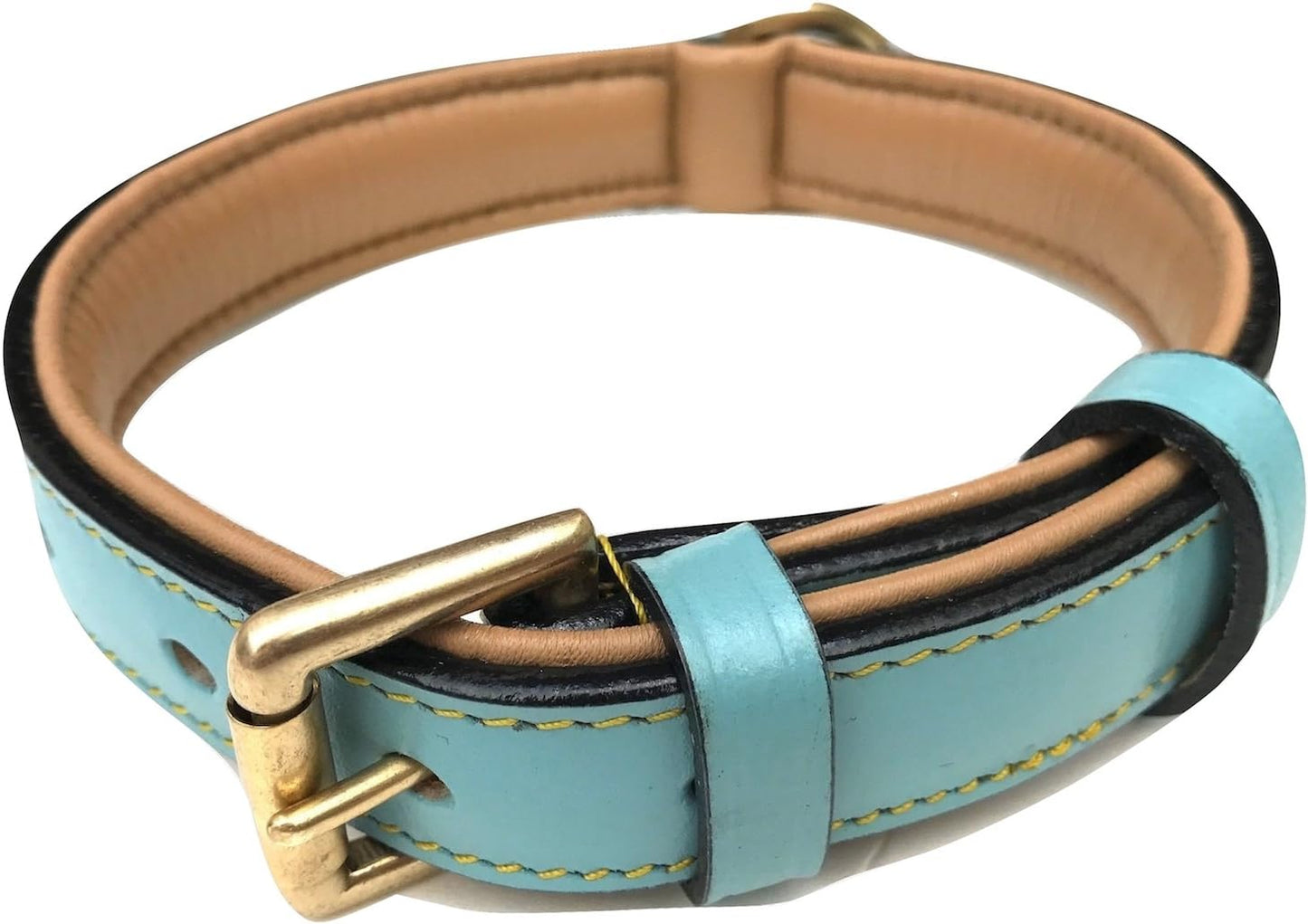 Soft Touch Collars Padded Leather Dog Collar, Large Brown - Genuine Real Leather, 24" Long x 1.5 Wide, Fits Neck Size 18" to 21" Inches