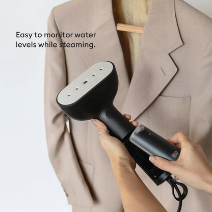 Steamery Handheld Clothes Steamer Cirrus X, 1200W, Steam Output 0.71 oz/min, Heat up in 20 Seconds, Portable, Minimalistic, Scandinavian design, Onyx