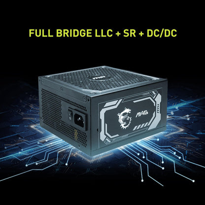 MSI MAG A750GL PCIE 5 Gaming Power Supply - Full Modular - 80 Plus Gold Certified 750W - Compact Size - ATX PSU - PuriLite