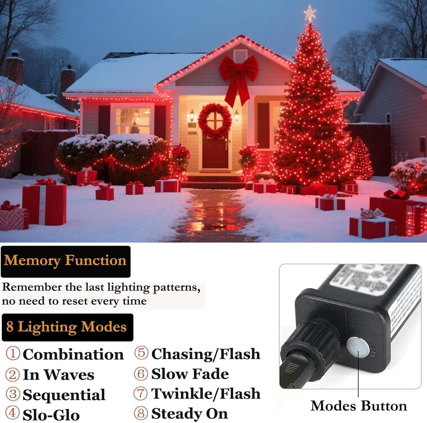 Tcamp 105FT 300 LED Purple Orange Halloween Decorations Lights Motion Activated Sync with 4 Scary Music, 6 Modes Halloween String Lights for Party Yard Outdoor Indoor Decor (3 Sets Connectable)