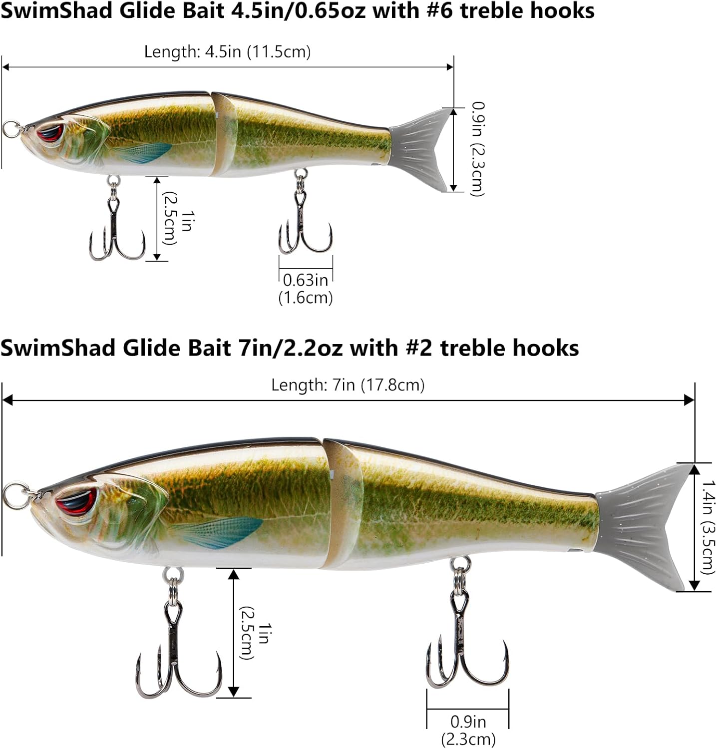 Bassdash SwimShad Glide Baits Jointed Swimbait Bass Pike Salmon Trout Muskie Fishing Lure