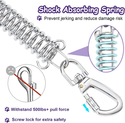 Dog Tie Out Cable Chew Proof, Long Dog Leash 30FT, Dog Runner for Yard Heavy Duty, Dog Chains for Outside, Sturdy Long Line Lead for Dogs Training Outdoor in Yard or Camping