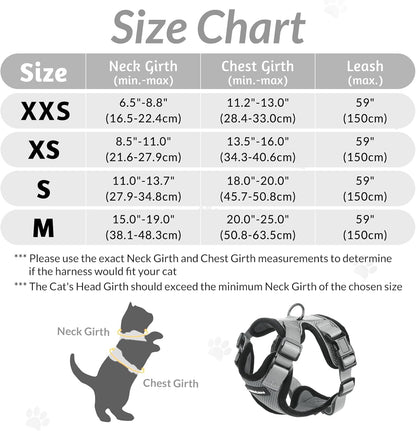 rabbitgoo Cat Harness and Leash for Walking, Escape Proof Soft Adjustable Vest Harnesses for Small Medium Cats, Easy Control Breathable Reflective Strips Jacket, XS, Black