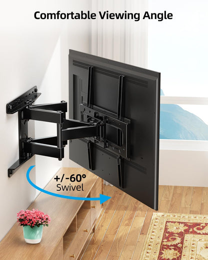 HOME VISION Full Motion TV Wall Mount for Most 26-70 Inch TVs Up to 132 LBS, Max VESA 400x400mm, Wall Mount TV Bracket with Swivel Extension Articulating Tilting Level, TV Mount Fit 12" 16" Wood Studs