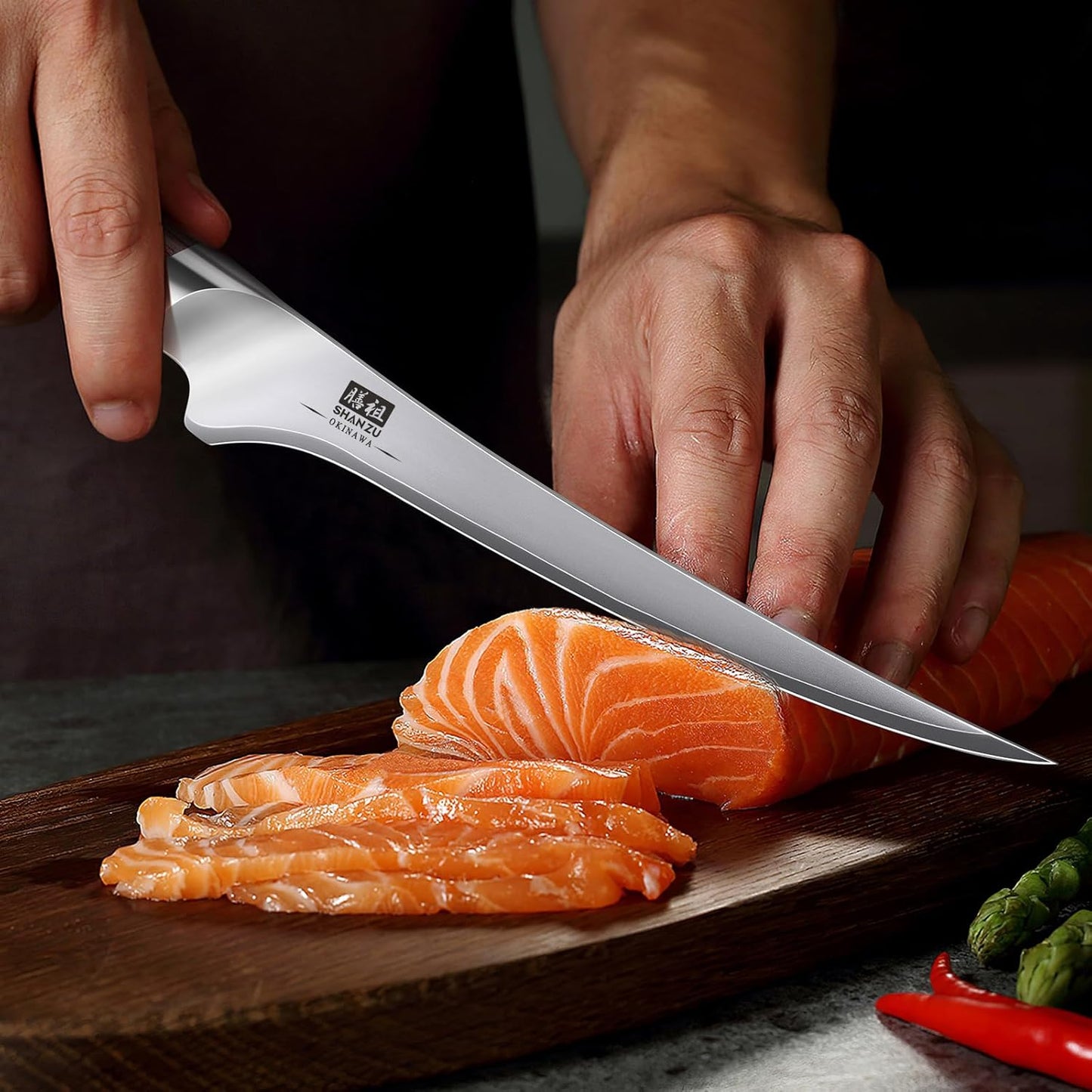 SHAN ZU Fillet Knife 7 inch, Razor Sharp Boning Knife for Meat in 10Cr15Mov Japanese High Carbon Steel Fish Knife, Professional Kitchen with Flexible Blade and Ergonomic Pakkawood Handle