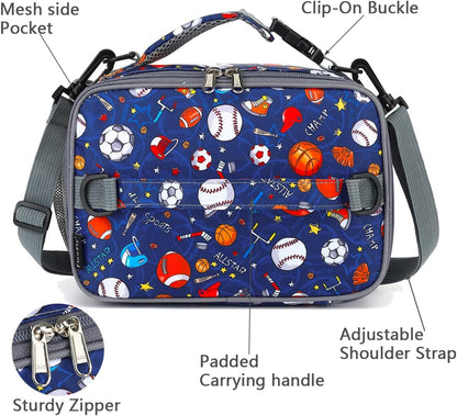 FlowFly Kids Lunch Box Insulated Soft Bag Mini Cooler Back to School Thermal Meal Tote Kit for Girls, Boys, Black