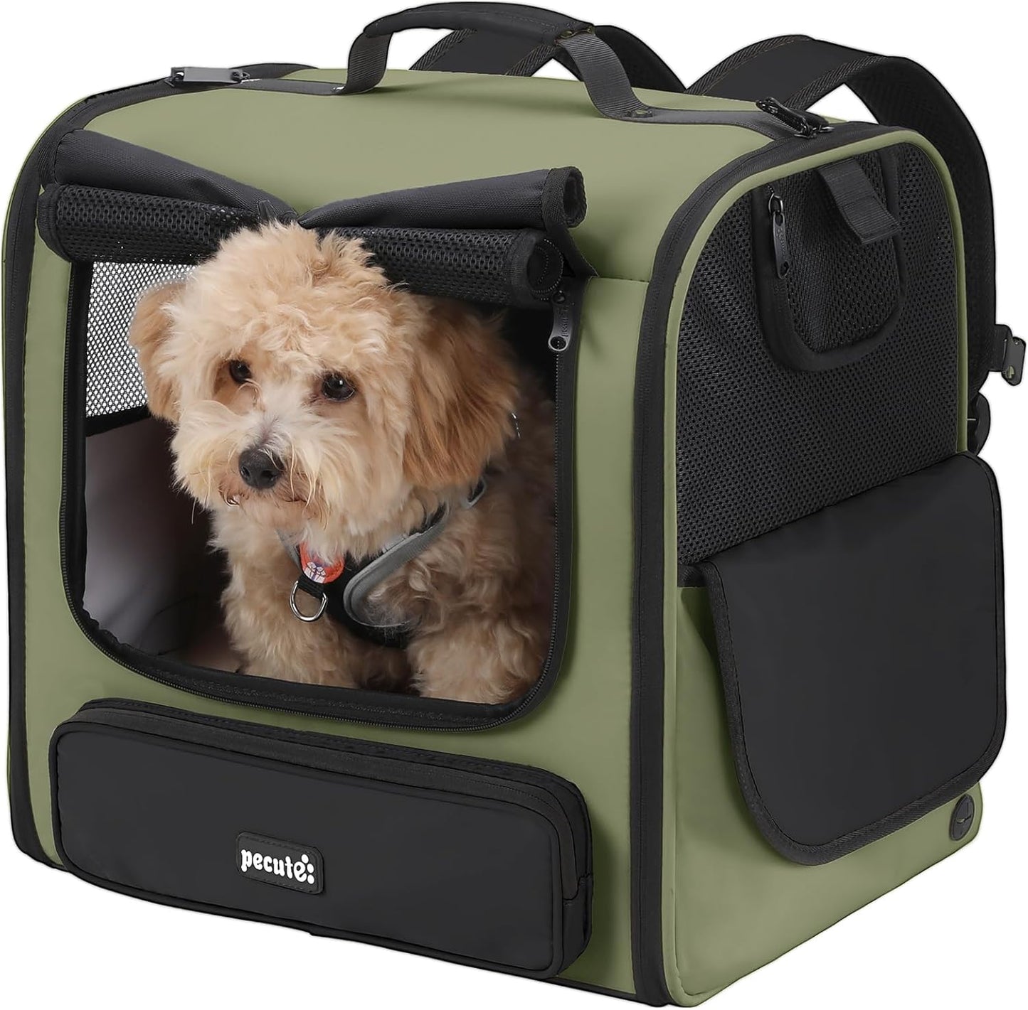 Pecute Cat Backpack, Dog Backpack Carrier with Widened Interior Space,Stable and Secure Pet Car Seat for Sitting and Lying, Breathable Pet Transport Bag Suitable for Hiking, Trekking, Car TravelGray