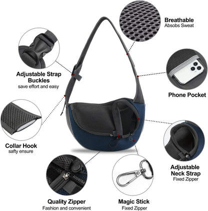 FDJASGY Pet Sling Carrier for Small Dogs Cats,Breathable Mesh Travelling Hand Free Puppy Backpack with Pouch and Adjustable Strap Carrier Grey