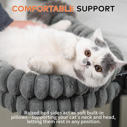 CHEERPALS Cat Desk Bed with Reversible Cushion, 90°Foldable Cat Hammock for Desk Mounted, Suitable for Medium-to-Large Cats and Puppy, Clowd Series(Grey, Medium)