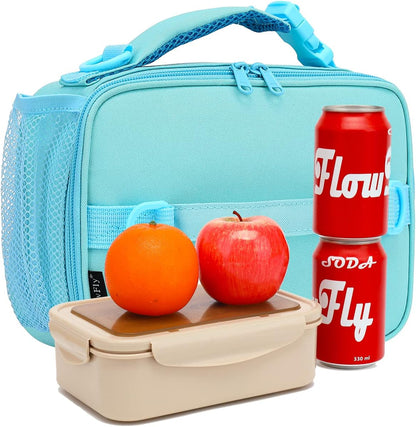 FlowFly Kids Lunch Box Insulated Soft Bag Mini Cooler Back to School Thermal Meal Tote Kit for Girls, Boys, Black
