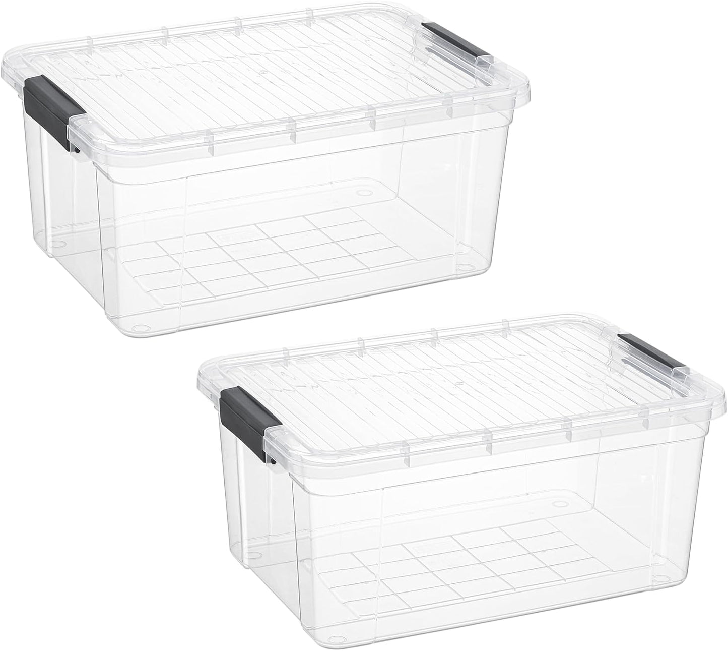 Superio Storage Bins with Lids- 3 Pack, 1.85 Qt Clear Boxes for Organizing, Stackable Plastic Containers- BPA Free, Non-Toxic, Odor Free, Organizer for Home, Office, Dorm