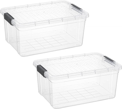 Superio Storage Bins with Lids- 3 Pack, 1.85 Qt Clear Boxes for Organizing, Stackable Plastic Containers- BPA Free, Non-Toxic, Odor Free, Organizer for Home, Office, Dorm