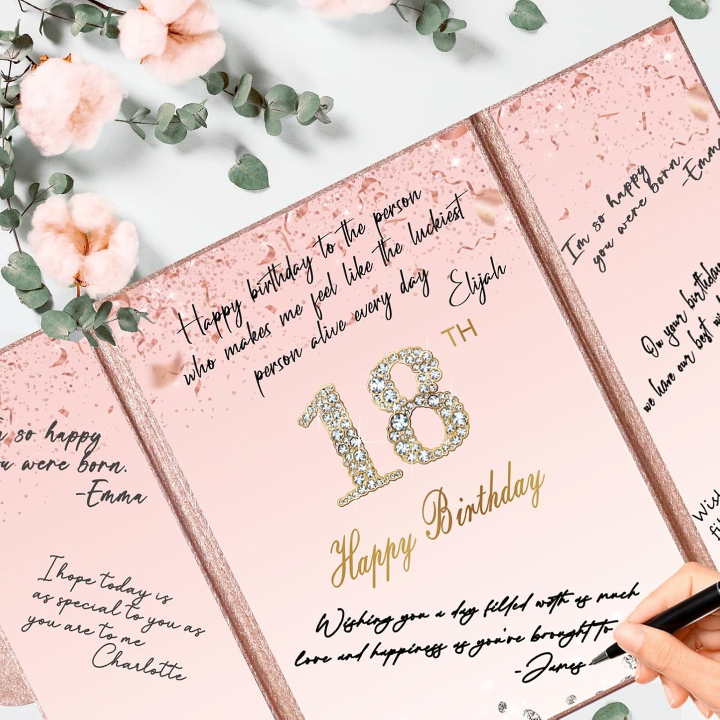 Crenics Rose Gold 70th Birthday Decorations, Creative 70th Birthday Guest Sign in Book Alternative, Large 70th Birthday Signature Book 12" x 18", Great 70 Years Old Birthday Gifts for Women - PuriLite