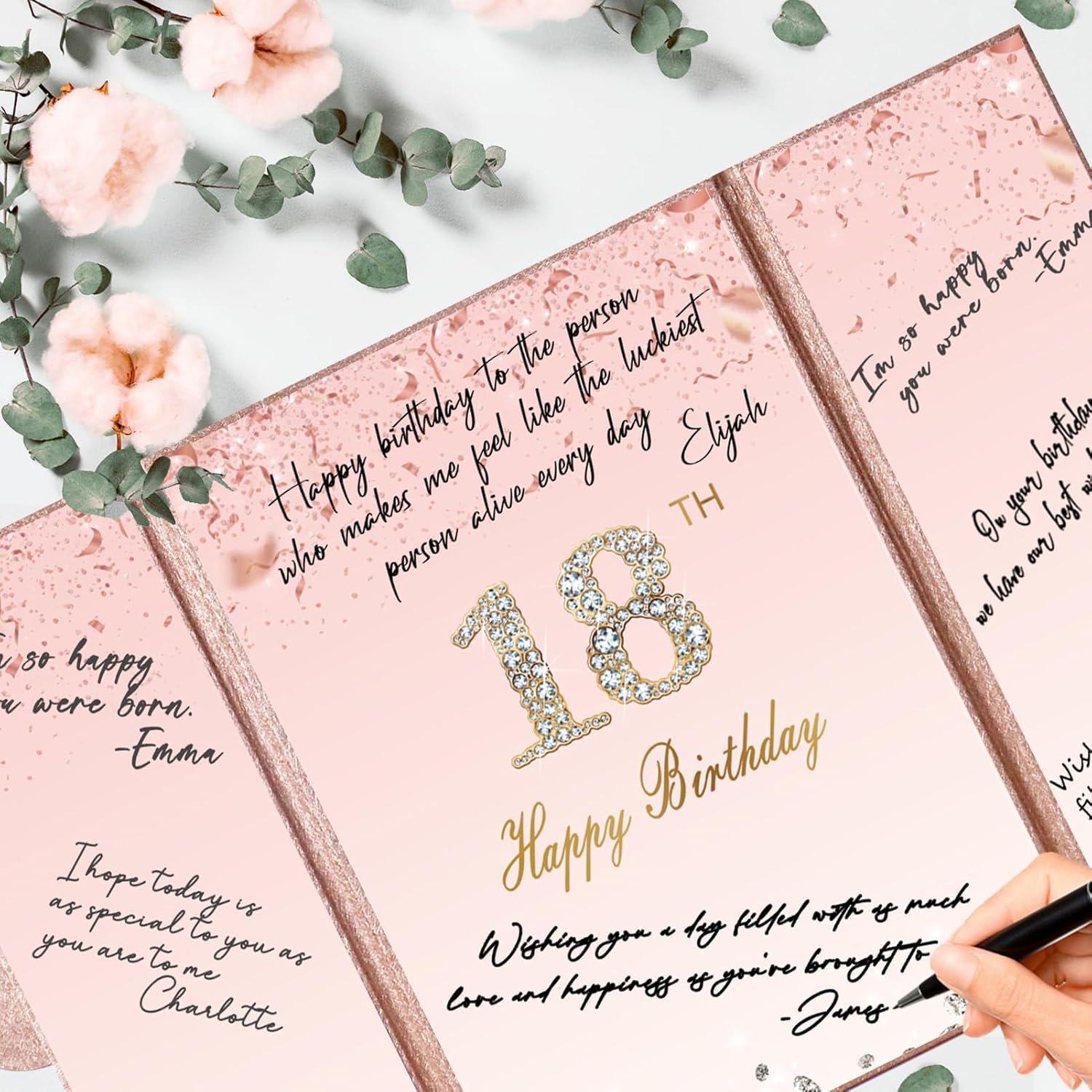 Crenics Rose Gold 70th Birthday Decorations, Creative 70th Birthday Guest Sign in Book Alternative, Large 70th Birthday Signature Book 12" x 18", Great 70 Years Old Birthday Gifts for Women - PuriLite