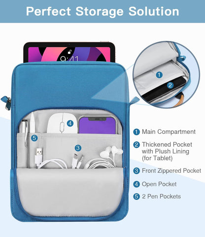 MoKo 13.3-14 Inch Laptop Sleeve Bag Fits MacBook Pro M3/M2 14" 2023, MacBook Pro 13" M2, New MacBook Air 13.6" M3/M2 2024/2022,Tab S8 Ultra 14.6",Handle Carrying Case with Shoulder Strap, Black & Gray - PuriLite