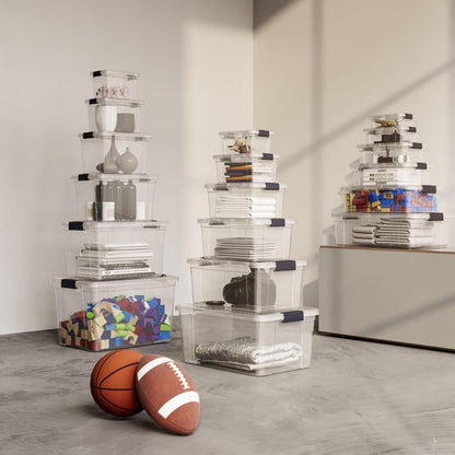 Superio Storage Bins with Lids- 3 Pack, 1.85 Qt Clear Boxes for Organizing, Stackable Plastic Containers- BPA Free, Non-Toxic, Odor Free, Organizer for Home, Office, Dorm