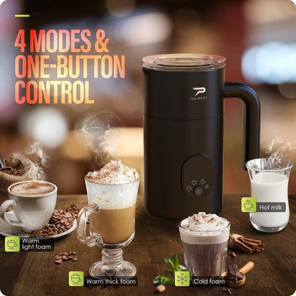 Milk Frother, Electric Milk Frother and Steamer 4 in 1 Automatic Coffee Steamer Frother, 11.8OZ / 350ML Warm and Cold Foam Frother for Coffee,Latte, Cappuccino, Macchiato, Hot Chocolate (White)