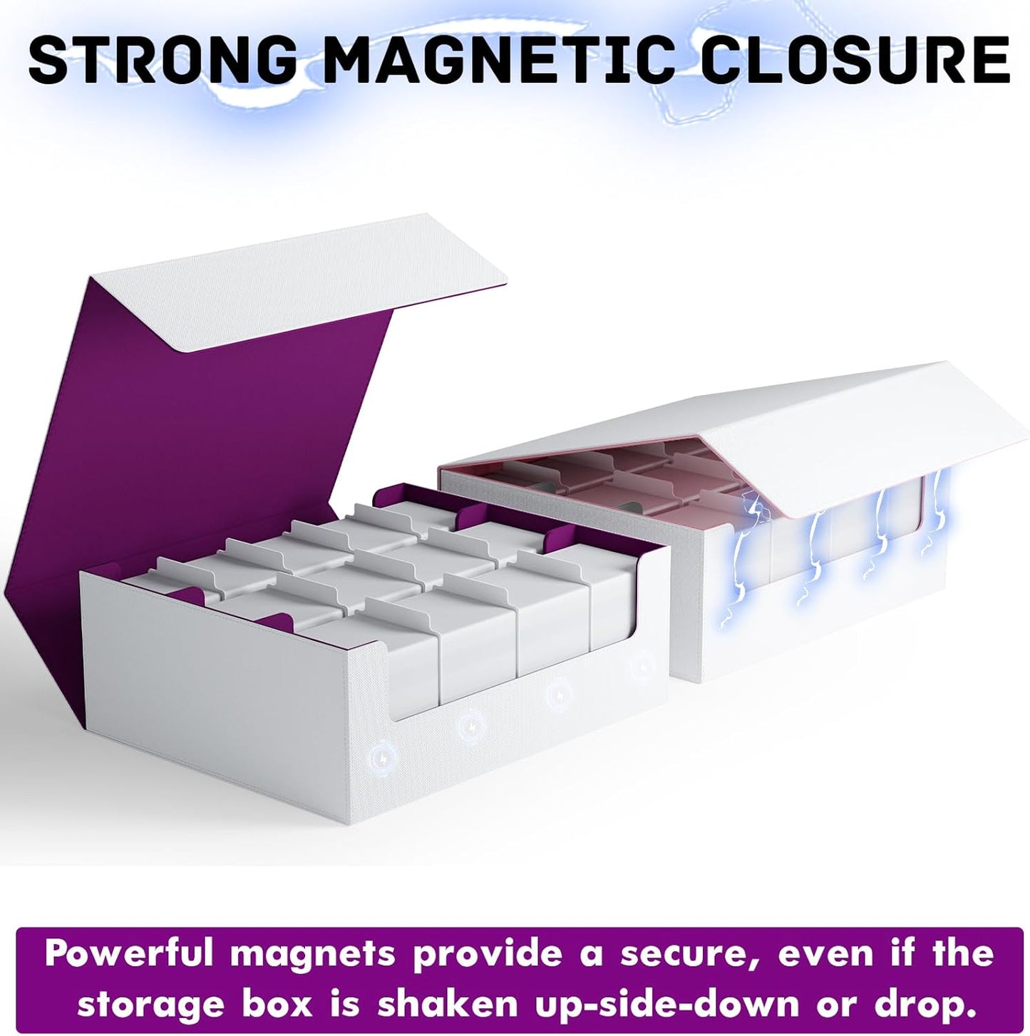 ZLCA Card Storage Box for MTG PTCG, Commander Deck Box Holds 3000+ Cards, Card Storage Case with 4 Stoppers, Card Organizer for TCG Sport Cards (Black)