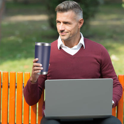 VEGOND 20oz Tumbler with Lid and Straw Stainless Steel Tumbler Cup Bulk Vacuum Insulated Double Wall Travel Coffee Mug Powder Coated Coffee Cup (Bluish Violet 6 Pack)