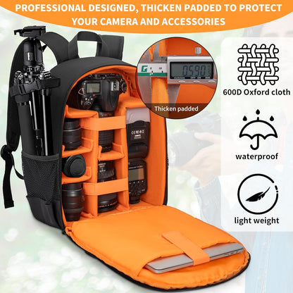 IPEB Camera Backpack Bag with Tripod Holder Water Resistant Camera Cases Photography Backpack Anti-Theft for DSLR Camera