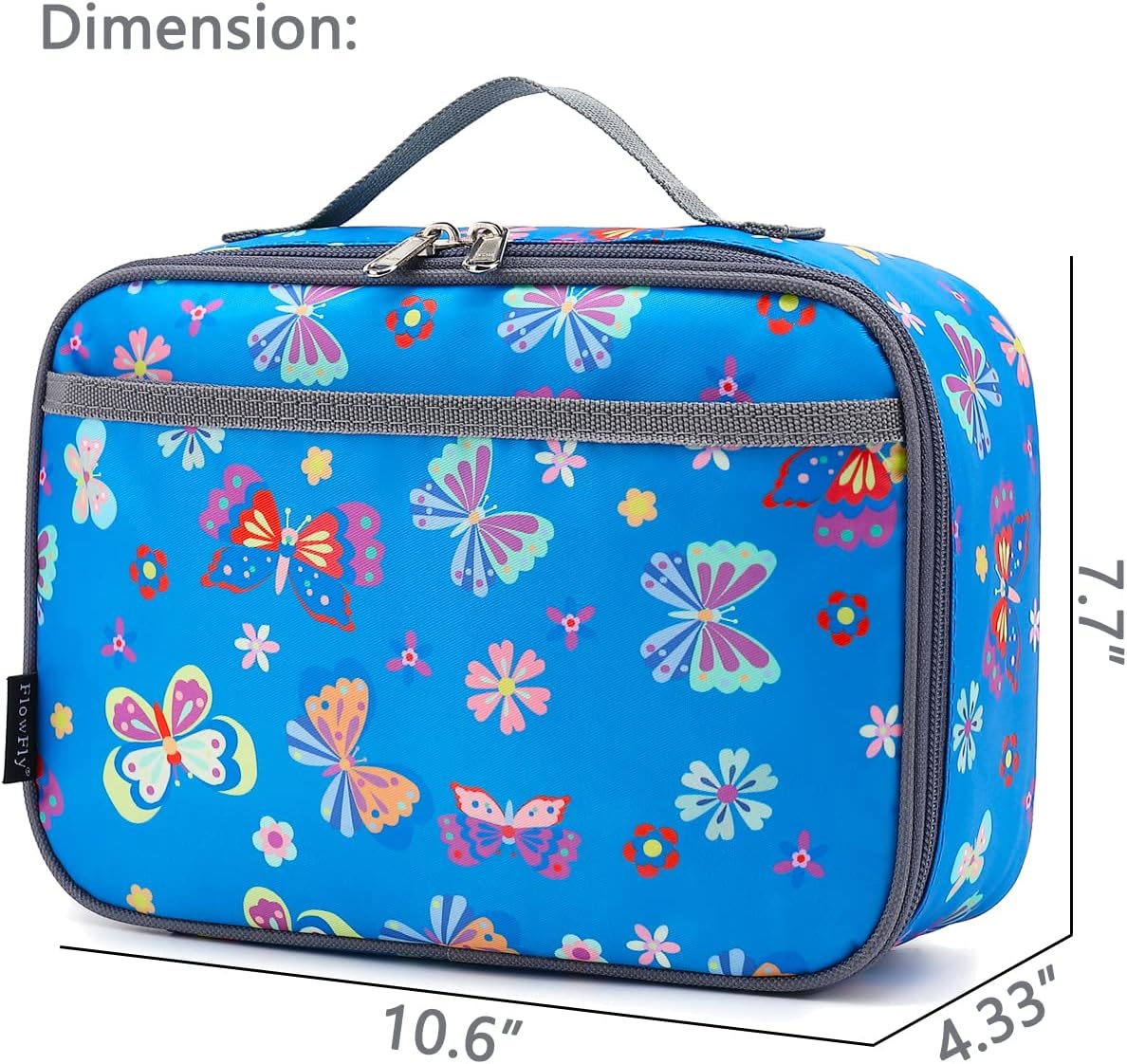 FlowFly Kids Lunch Box Insulated Soft Bag Mini Cooler Back to School Thermal Meal Tote Kit for Girls, Boys, Black