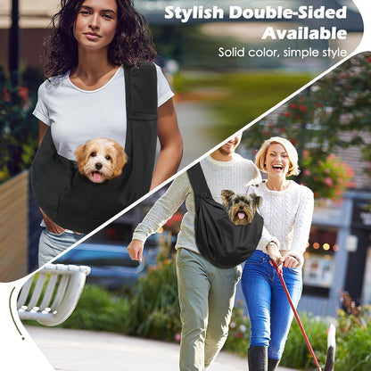 Pawaboo Small Dog Sling Carrier, Reversible Hands Free Dog Sling Carrier for Small Dogs and Cats, Puppy Sling Carrier with Adjustable Strap Buckle & Safety Harness, Puppy Essentials, Grey