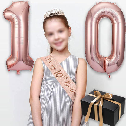8pcs 40th Birthday Decorations gifts for Women, Including 40th Happy Birthday Cake Topper, Queen Sash with Pearl Pin, Sweet Rhinestone Tiara Crown for Women, Number Candles and Balloons (Rose Gold)