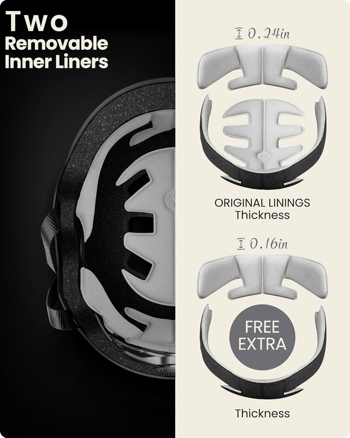 OutdoorMaster Skateboard Cycling Helmet - Two Removable Liners Ventilation Multi-Sport Scooter Roller Skate Inline Skating Rollerblading for Kids, Youth & Adults