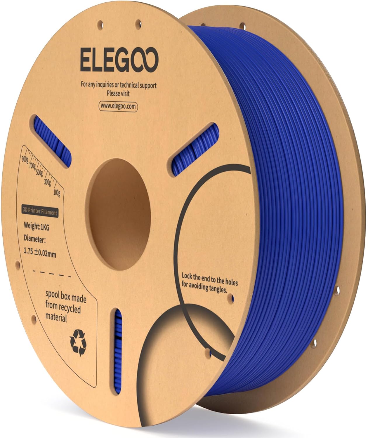 ELEGOO PLA Filament 1.75mm Black 1KG,3D Printer Filament Dimensional Accuracy +/- 0.02mm,1kg Cardboard Spool(2.2lbs) 3D Printing Filament Fits for Most FDM 3D Printers