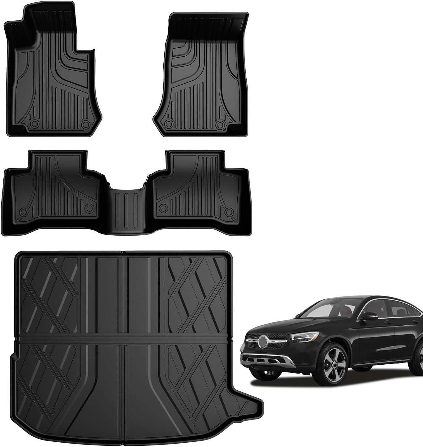 AOMSAZTO Floor Mats & Trunk Mat for 2024 2025 Chevy Equinox EV (Non Fuel),TPE All Weather Protection 2 Rows Car Floor Liners with Cargo Liner for Chevrolet Equinox EV (Non Fuel)