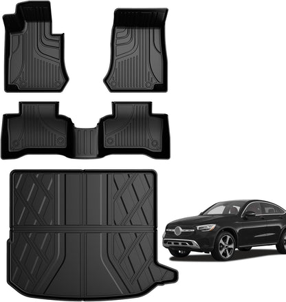 AOMSAZTO Floor Mats & Trunk Mat for 2024 2025 Chevy Equinox EV (Non Fuel),TPE All Weather Protection 2 Rows Car Floor Liners with Cargo Liner for Chevrolet Equinox EV (Non Fuel)
