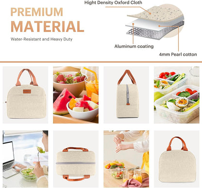 Lunch Bag for Women & Men Adult Insulated Lunch Box, Small Leakproof Cooler Food Lunch Containers Reusable High Capacity Lunch Tote Bags for Work, Travel, Outdoor