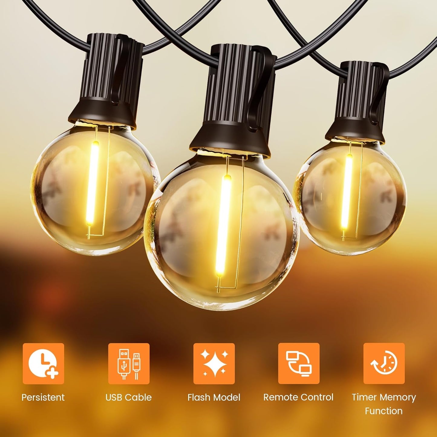 OHLUX 120FT Solar String Lights Outdoor with Remote, Patio Lights with 52 Shatterproof G40 Globe LED Filament Bulbs, Dimmable Outside Edison Hanging Light for Backyard Party Decor