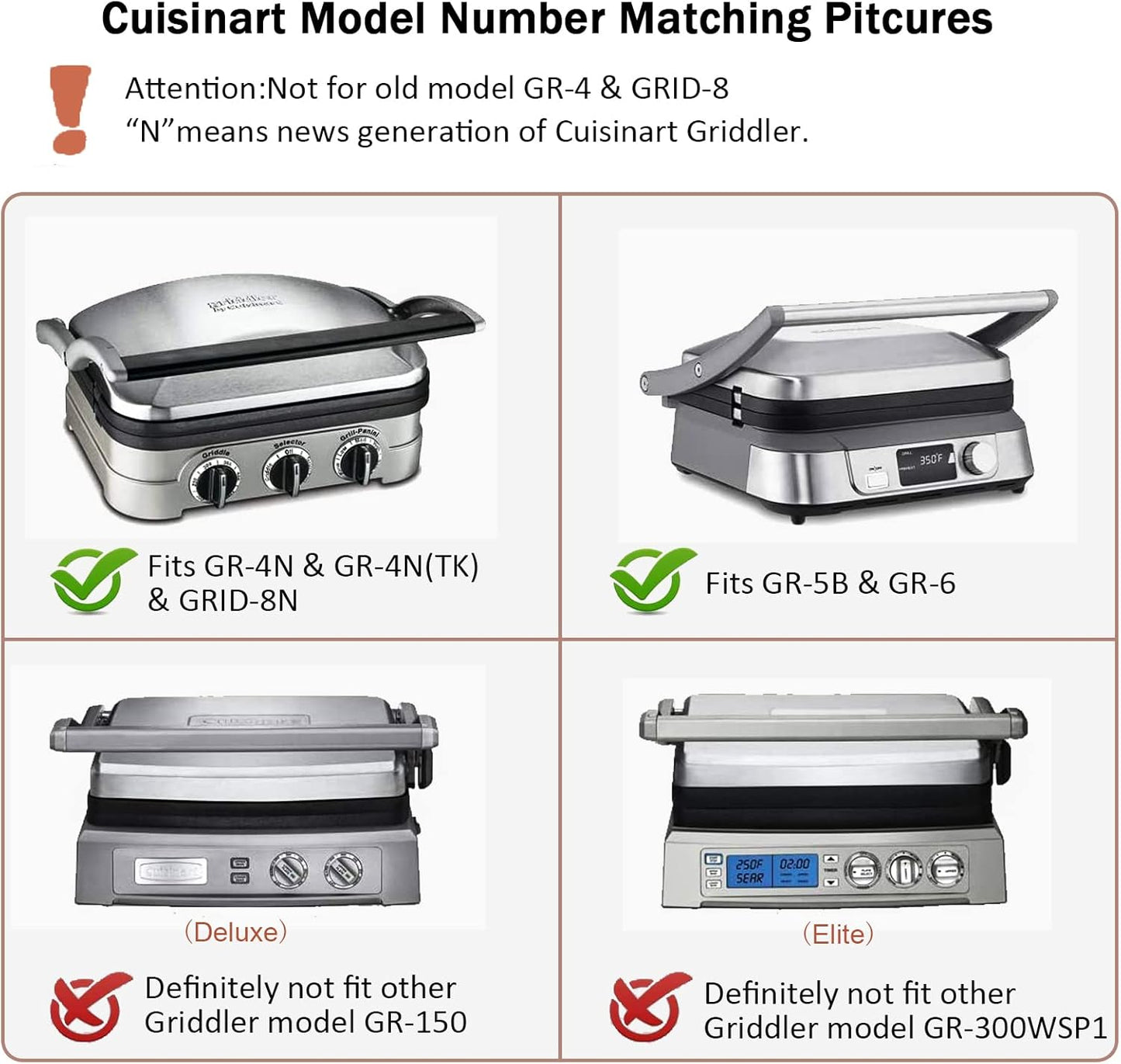 Griddler Plates Replacement for Cuisinart Griddler GR-4NP1 5-in-1,as Cuisinart Griddler Plates Replacement Cusinart Grilled Plate Cuisinart Griddle Accessories,BPA Free, 2Pcs